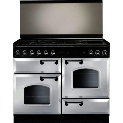 Rangemaster Classic 110cm Dual Fuel 94710 Lidded Range Cooker in White with Chrome Trim and FSD Hob